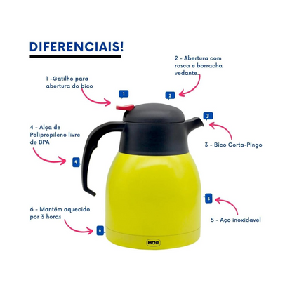 Bule Mor Inox Com Gatilho 1,2L Trendy - Cores Sortidas