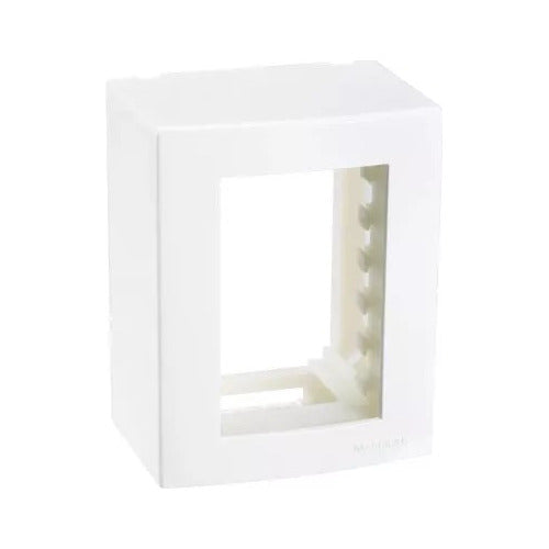 Caixa Sobrepor 95x75 3 Postos Margirius Sleek Branco+suporte