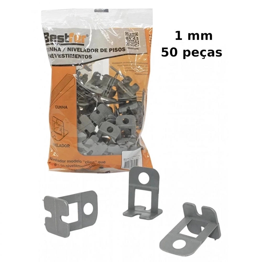 Nivelador de Pisos e Revestimento Cinza 1mm 50 Peças Bestfer