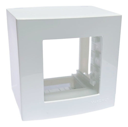 Caixa Sobrepor 75x75 2 Postos C/ Suporte Sleek Branco