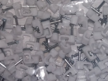 Kit C/120 Unidades Fixadores De Fios Retangulares 4mm Branco - Decorlux