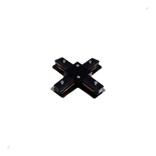 Conector Modelo X, Para Trilhos De Sobrepor, Preto Luminatti