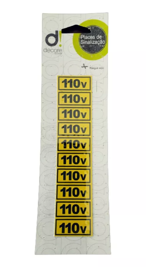 Kit com 10 Cartelas Etiqueta adesiva 110V 15 X 3,5 Decore