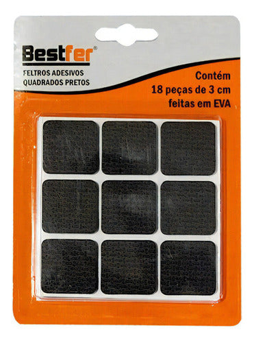 Protetor Adesivo EVA Quadrado 18 Peças Preto 3CM 10g Bestfer