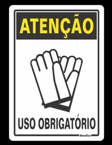 Placa 30X20cm Uso Obrigatório de Luva Decore