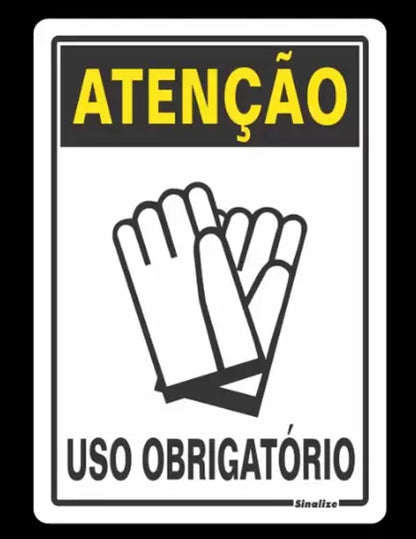 Placa 30X20cm Uso Obrigatório de Luva Decore