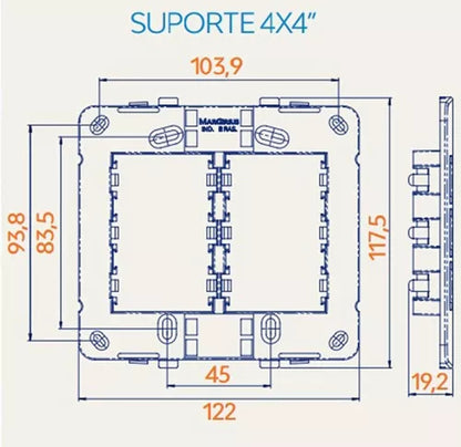 Conjunto Placa 4x4 2 Postos Horizontal Margirius Linha B3