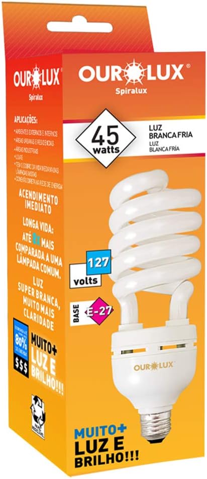 Lâmpada Spiralux 45W/127V - 6400K (Luz Branca Fria) - Ourolux