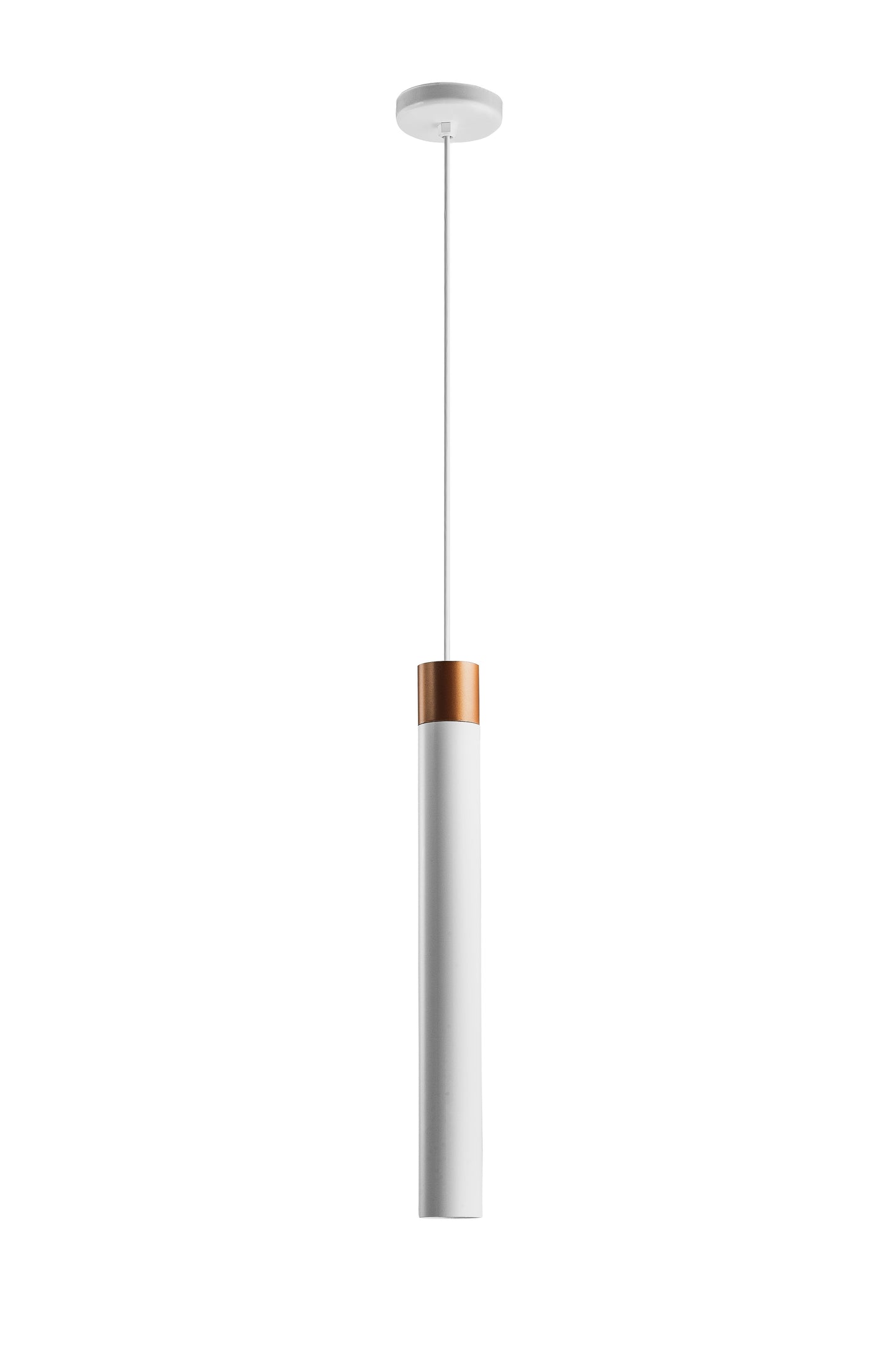 Pendente Alumínio Tubo 2 E27 20cm Branco/Cobre Click Injet