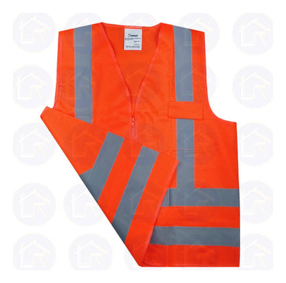 Kit 5 Colete Sinalização Refletivo Laranja 1 Bolso M Imbat