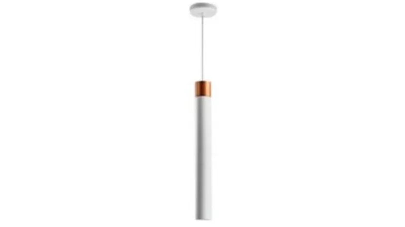 Pendente Alumínio Tubo 2 40cm E27 Branco/Cobre Click Injet
