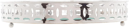Bandeja Metal com Espelho Singapura Prateada 20x4cm Lyor