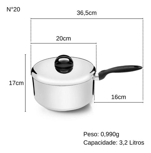 Panela de Aluminio Nigro Eterna 20cm Polida 3,2L