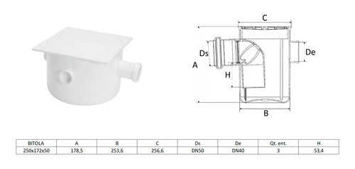 Caixa Gordura N72 250 x 172 x 50mm Quadrada Amanco