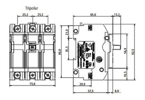 Disjuntor Nema Tripolar ASM3-B 25A Soprano