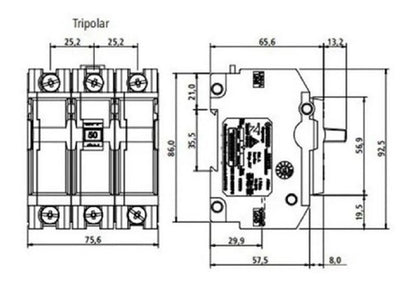 Disjuntor Nema Tripolar ASM3-B 25A Soprano
