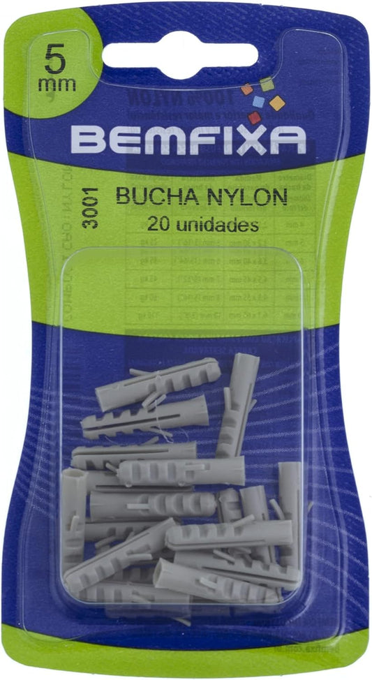 Bucha Nylon 05mm Cartela Com 20 unidades -Bemfixa