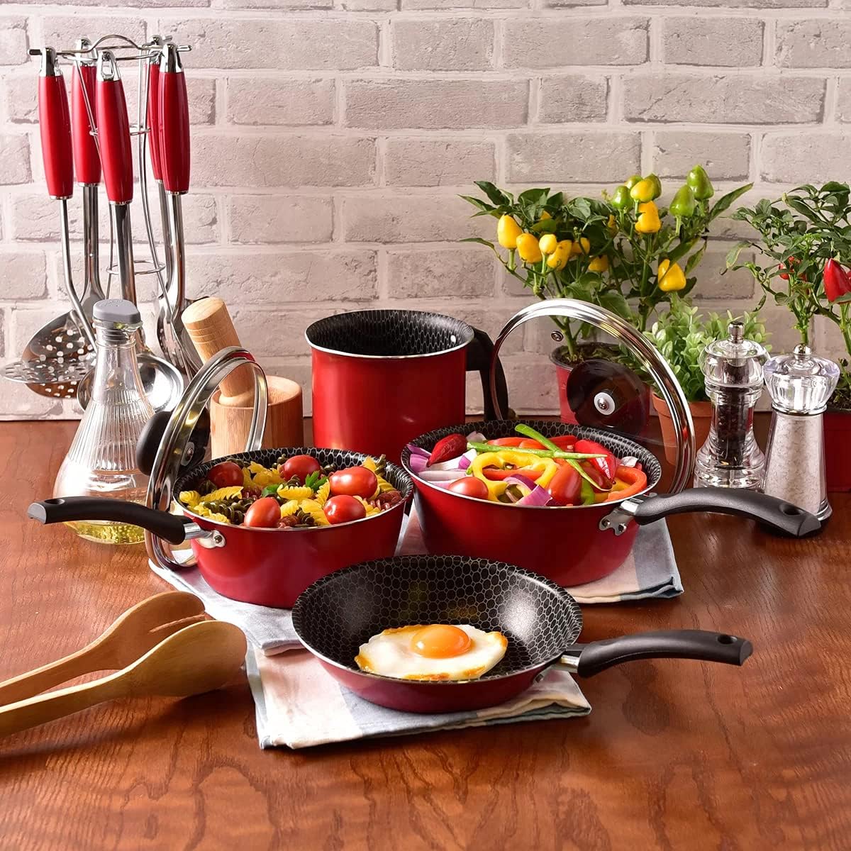 Jogo de Panelas 4 Peças Antiaderente Multiflon Vermelho