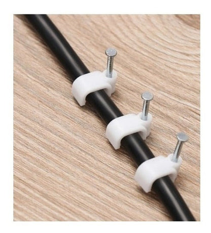 Kit C/120 Unidades Fixadores De Fios Retangulares 4mm Branco - Decorlux