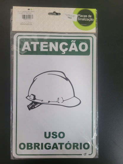 Placa 30X20cm Uso Obrigatório de Capacete Decore