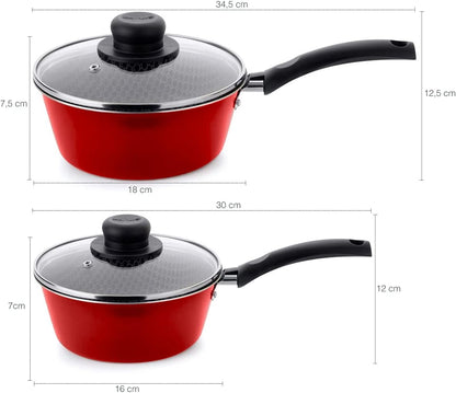 Jogo de Panelas 4 Peças Antiaderente Multiflon Vermelho