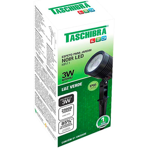 Espeto De Jardim Led Mr16 6w Luz Verde Noir - Taschibra