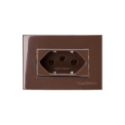 Tomada para Móvel 2P+T 10A 250V Margirius Sleek Marrom