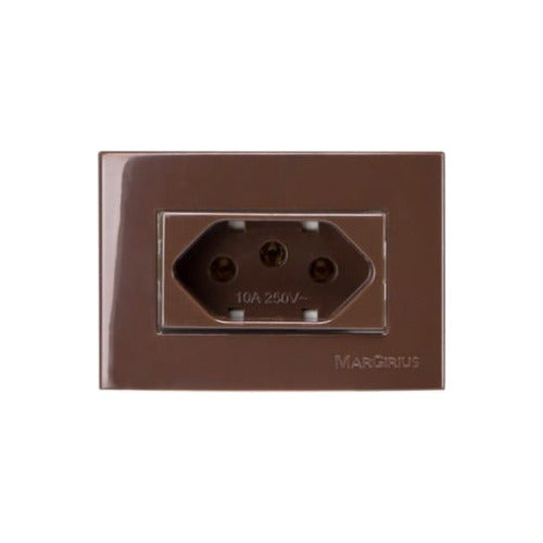 Tomada para Móvel 2P+T 10A 250V Margirius Sleek Marrom