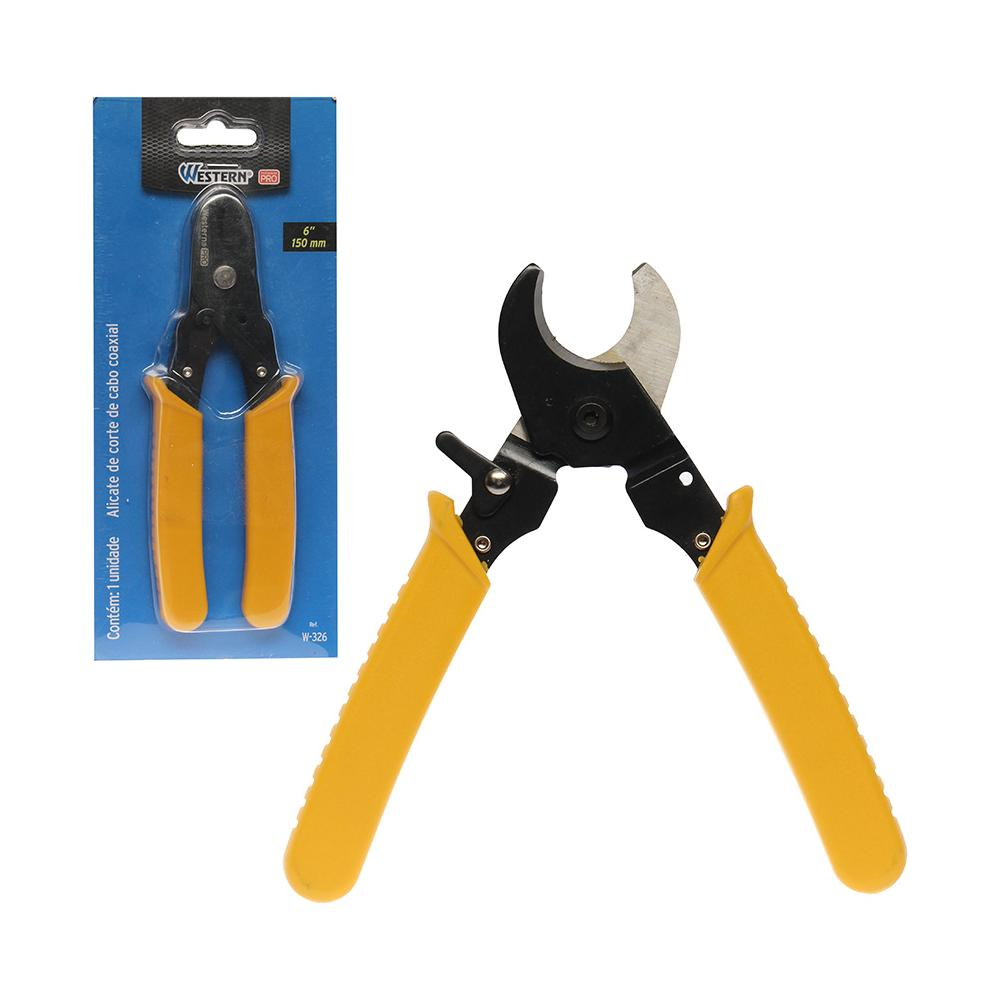 Alicate Corte Cabo Coaxial Descascador Western W-326 Amarelo